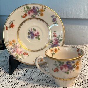 Coxon Belleek “Floral Bouquet” Demitasse Cup & Saucer